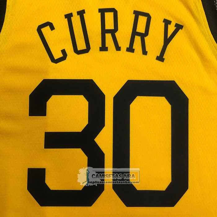 Camiseta Golden State Warriors Stephen Curry NO 30 Earned Amarillo